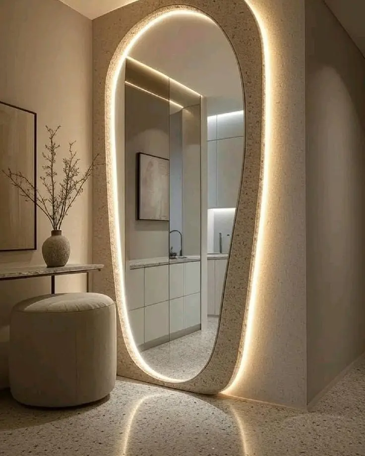 جدار مرايا فاخر مع إضاءة LED